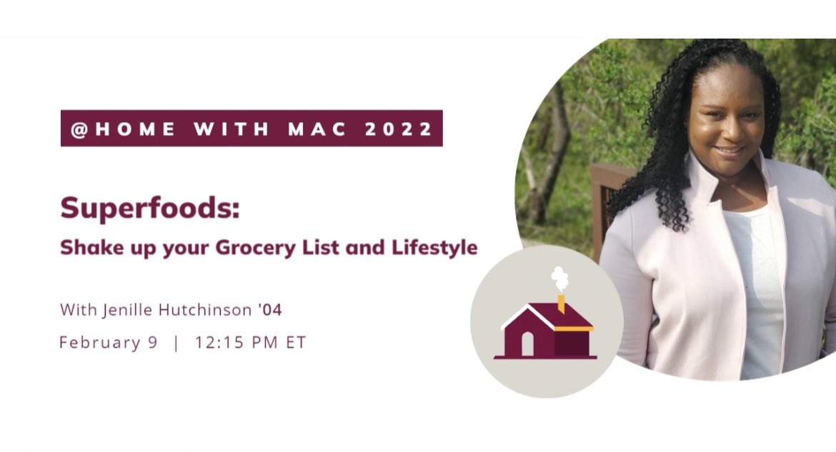 Image for Superfoods: Shake up your Grocery List and Lifestyle with Jenille Hutchinson '04 webinar