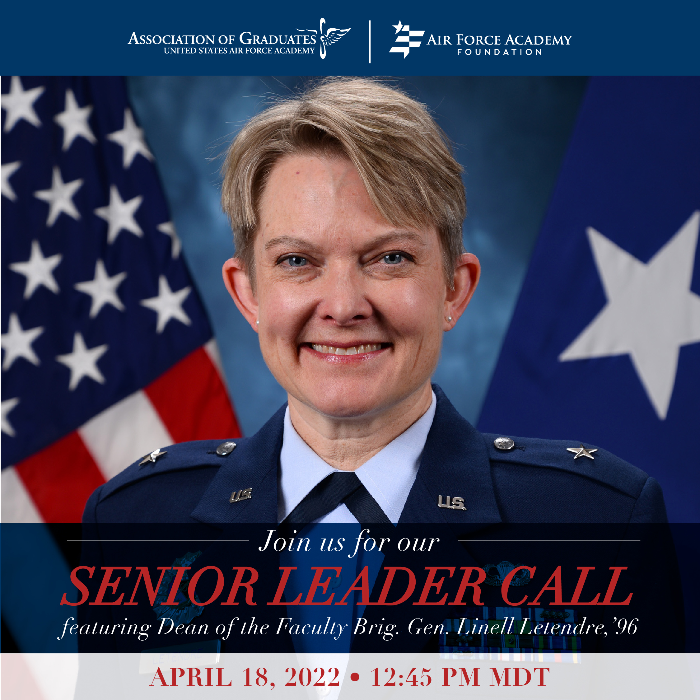 Image for USAFA Senior Leader Call | Dean of the Faculty Brig. Gen. Linell Letendre webinar