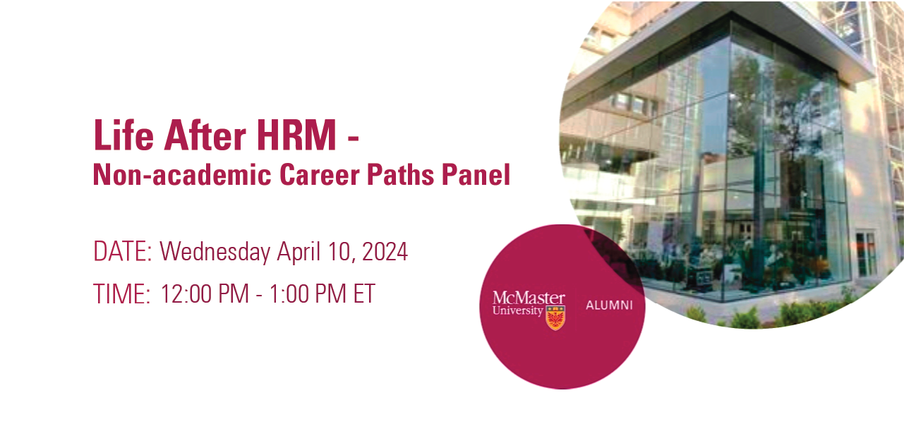 Image for Life After HRM - Non-Academic Career Paths Panel webinar