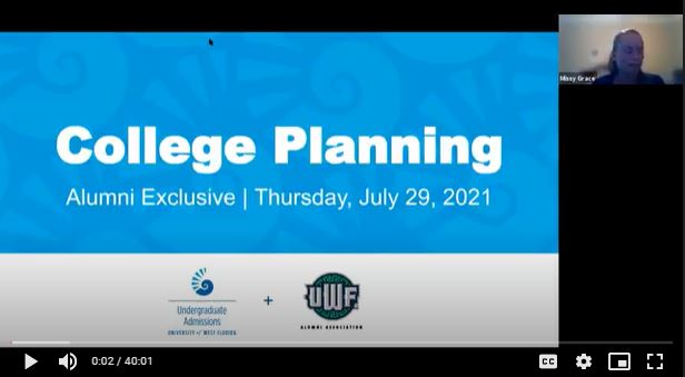 Image for College Planning Webinar with UWF Undergraduate Admissions webinar
